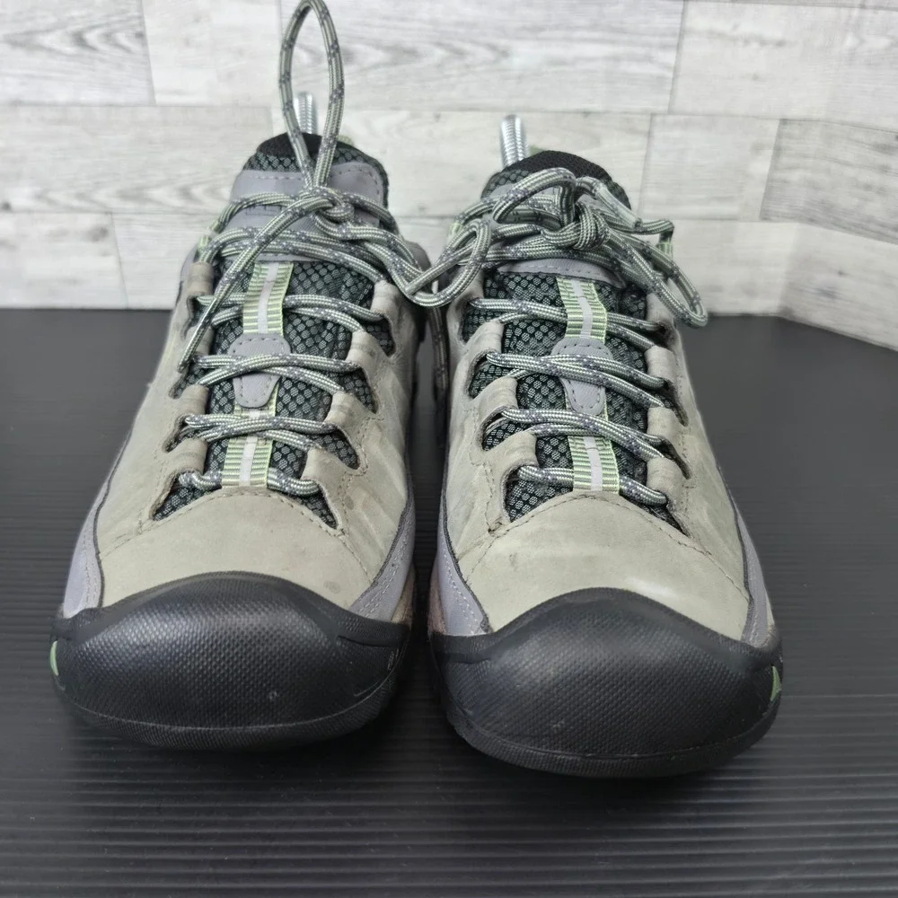 Keen Targhee II Waterproof Hiking Shoes Womens Grey Green Low Top Trail Sneakers